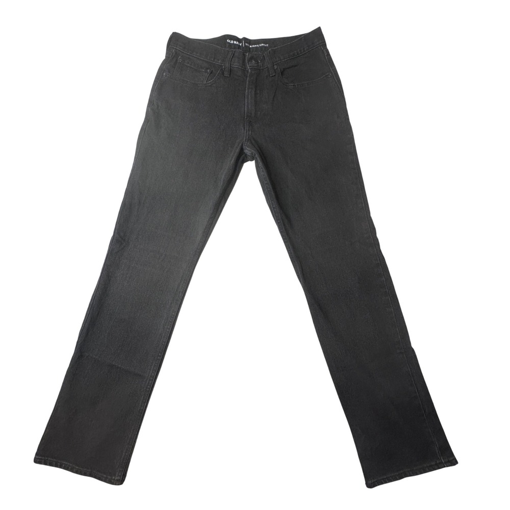 Old Navy Jeans Mens 31x32 (30x30) Black Straight Droit Stretch Denim Classic